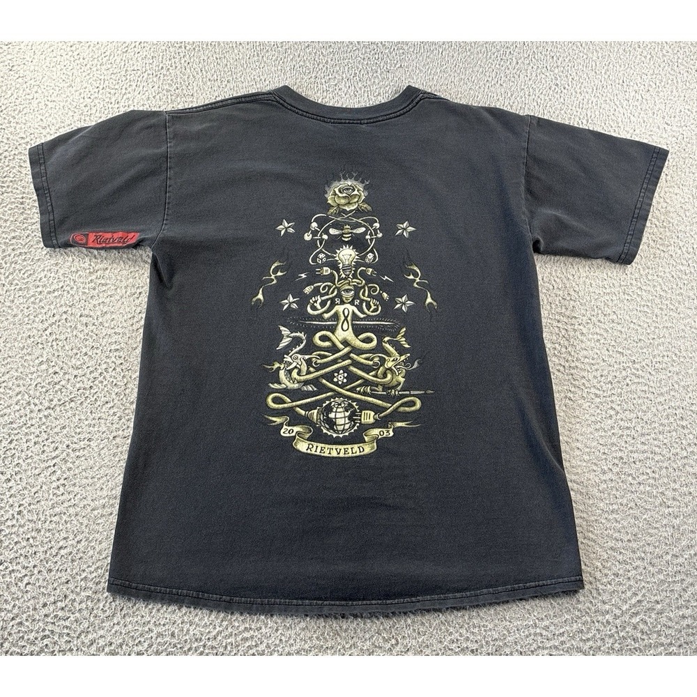 Vintage Rietveld T-Shirt Mens Medium Surf Skate Double Sided Y2K